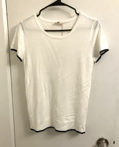 Hem Thread Damengröße Large Pullover weiß elfenbein Kurzarm Arbeit neu mit Etikett - Bild 1 von 7
