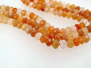 Natural carnelian faceted rondelle beads 5x8mm, High quality gemstone beads - Picture 1 of 4