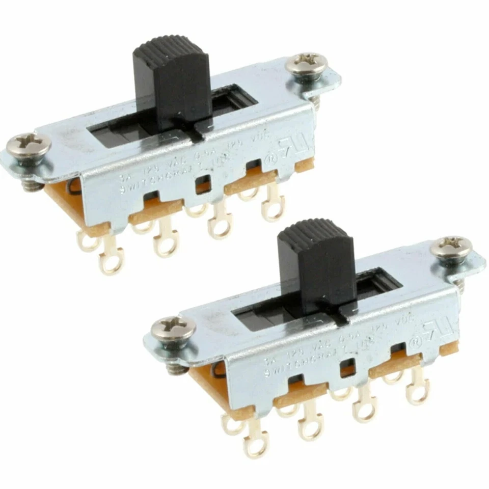 NEW (2) Switchcraft® On-Off-On Slide Switch for Fender Mustang® - Black Knob - Image 1 of 4
