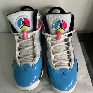 Nike CK0031 100 Jordan 6 Rings (GS) White Blue Fury Cyber Youth Size 4.5Y D-2 - Picture 1 of 4