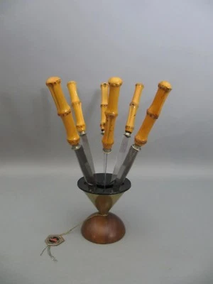 Mid Century Obstmesser m. Teakholzständer Roteck Rockabilly Nierentisch Ära - Bild 1 von 4