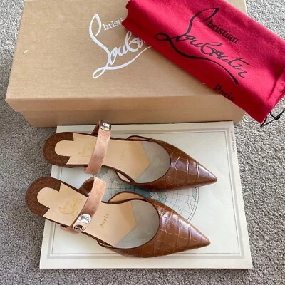 Nuevo Auténtico Christian Louboutin Mula Zapatilla Sandalia Zapatos Planos 37.5 Foto 1 de 4