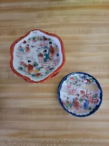 Small Japan Plates & Bowls Set Vintage Geisha Women 4 Plates 2 Bowls 6pc Set - Picture 1 of 17