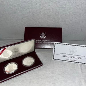 1998 S Robert F Kennedy Memorial 2 Coin Uncirculated Silver Set W COA And Box - Picture 1 of 5