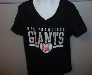 MLB San Francisco Giants Girl black S/S glittery heart t-shirt sz L (10/12) - Picture 1 of 7