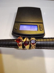 3 - Vintage Marked 10K Gold Garnet Rings - Size 6 1/2 - 7.6 Grams Total Weight - Bild 1 von 13