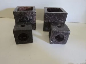 Pair Modern Minimalist Marble Stone Square Cube Candle Holders Insert Multi Size - Picture 1 of 10