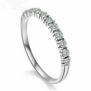 Ultra-fine Silver Engagement Ring Size Party Band 925 CZ Wedding Women Tail - Picture 1 of 10