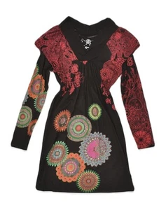 DESIGUAL Girls Long Sleeve Sheath Dress 13-14 Years Black Cotton GG08 - Picture 1 of 4