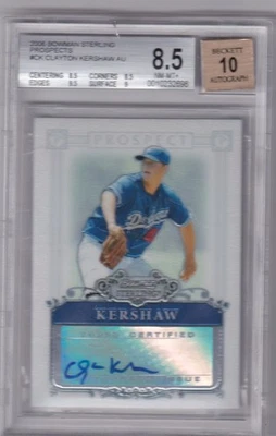 2006 Clayton Kershaw Bowman Sterling Prospects Rookie RC BGS 8.5 NM-MT+ 10-Auto - Image 1 of 2