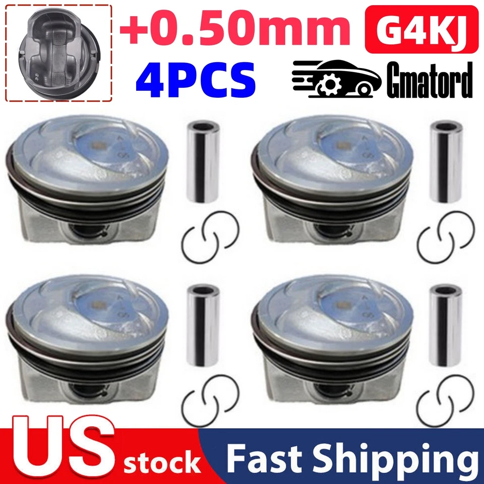 NEW G4KJ Pistons & Rings Kit +0.5MM for 2011-19 Hyundai Tucson Kia Sportage 2.4L Foto 1 de 4