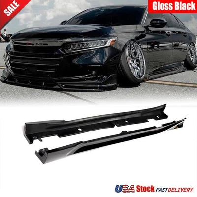 For Honda Accord 2018-2022 Yofer Gloss Black Add-On Side Skirt Extensions Lips - Image 1 of 4