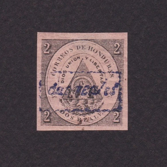 Гондурас 1877 Sc # 6 CV $475 герб подпись MH - Изображение 1 из 2