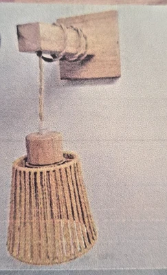 JUEGO DE 2 Apliques de Pared Inalámbricos Recargables de Madera y Ratán NUEVO Decoración Boho Foto 1 de 4