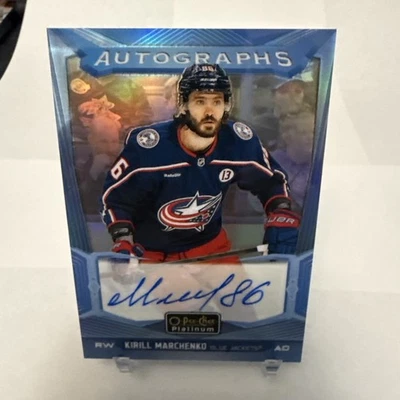 2024-25 OPC PLATINUM KIRILL MARCHENKO AUTOGRAPH BLUE RAINBOW BLUE JACKETS - Image 1 of 4