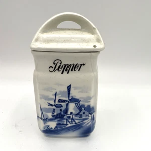 C.A.W. Germany INGE - Blue White Delft Style Windmill - Pepper Jar Container - Picture 1 of 11