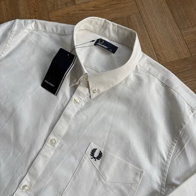 Fred Perry Shirt Long Sleeve Oxford Snow White Terrace Mod Mens Size 2XL XXL - Image 1 of 4