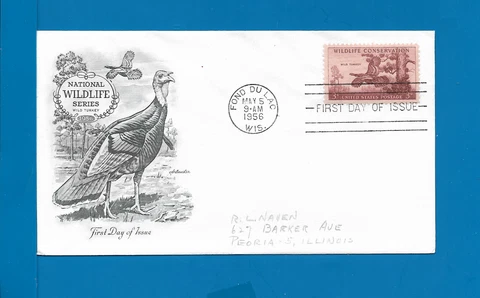 Scott 1077 Wild Turkey May 5, 1956 Pencil Addrss ARTMASTER FDC CK1 Cover