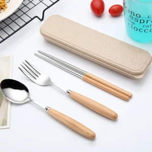 3PCS Travel Cutlery Set Travel Silverware Set Portable Silverware - Picture 1 of 11