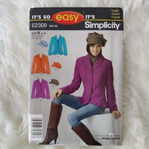 Simplicity E2309 Sewing Pattern *  Jacket & Hat * Size: 8 - 18 - Picture 1 of 3