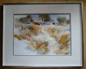 ANGIE BANTA BROWN, LISTED SWS COUNTRY RURAL TEXAS TX LANDSCAPE WATERCOLOR SIGNED - Picture 1 of 11