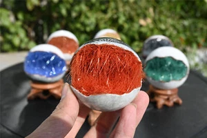 59mm+ Aguja Bola de Piedra de Hierro, Esfera de Cristal Angulado Decoración Reiki Regalo de Vacaciones 1 pieza - Imagen 1 de 20