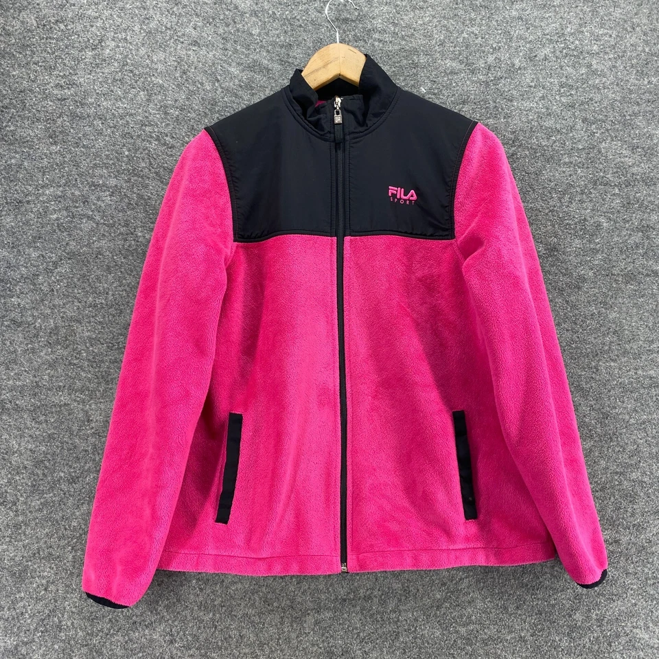 Chaqueta Fila Mujer S Pequeña Rosa Relleno Cremallera Cuello Alto Manga Larga Bolsillos Vellón Foto 1 de 4