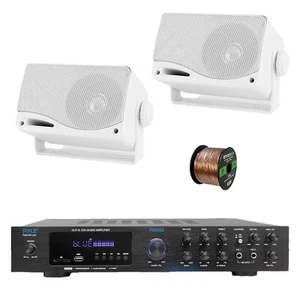 Pyle PDA8BU 5-Channel Home Audio Bluetooth Receiver, 2x 3.5" White Speakers,Wire - Picture 1 of 8