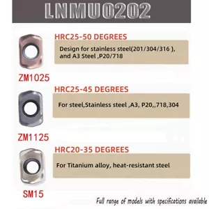 LNMU0202ZER-MJ LNMU0202 Rapid Feed carbide Milling Insert for stainless steel - Foto 1 di 11