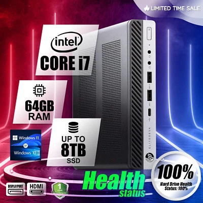 HP Micro Desktop Computer PC i7, up to 32GB RAM, NEW m.2 SSD,  Windows 10/11 - Image 1 of 4