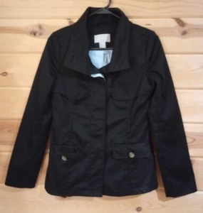 H&M Black Lightweight Button up Classic Career Jacket size 2 - Picture 1 of 5