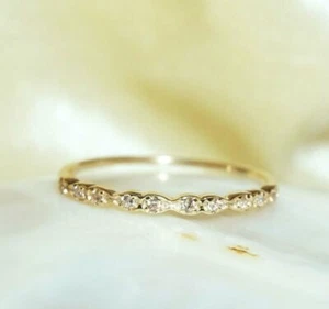 14k Solid Diamond Ring Bands Eternity Ring Birthday Diamond Stackable Bridal - Picture 1 of 12