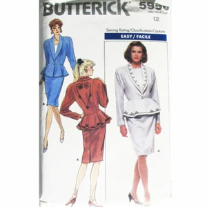 Butterick 5950 Sewing Pattern Size 12 Easy Sew Peplum Jacket & Skirt , Uncut - Picture 1 of 6