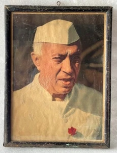 Vintage Jawaharlal Nehru Lithographie alter seltener Druck 1. Premierminister von Indien - Bild 1 von 3