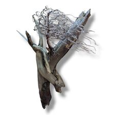 Handmade Windblown Wire Bonsai Tree on Driftwood | Unique Wire Tree Sculpture