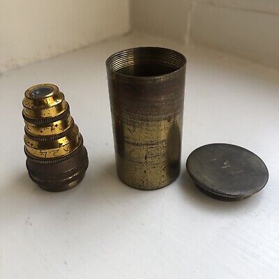 Antique Brass Microscope Objective, Maybe Paul Waechter, Berlin • 65.05£