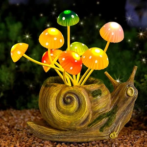 Solar Lights Outdoor Fairy Garden Accessories, Snail Statues Garden Decor for Ou - Picture 1 of 12
