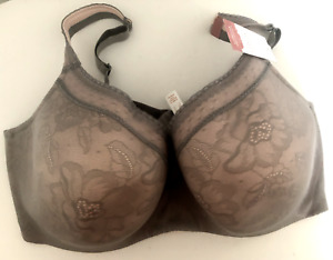 NWT 42F CACIQUE A83578 Gray Pink MODERN LACE Balconette Lined Underwire BRA