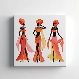 Schönes ethnisches Leinwandbild afrikanischer Frauen Wandbild, Wohndeko Wandbehang - Bild 1 von 10