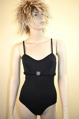 NUEVO CON ETIQUETAS TRAJE DE BAÑO MAYÓN DE UNA PIEZA CORREAS NO AJUSTABLES DE NAILON NEGRO DIOR US 10 Foto 1 de 4
