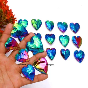 Aura Coated Obsidian Heart Shape Stone Metaphysical Crystal Healing Carving - Picture 1 of 8