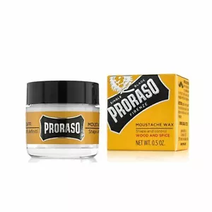 NEW PRORASO MOUSTACHE WAX 15ml Shape Control Italian WOOD AND SPICE - Picture 1 of 1