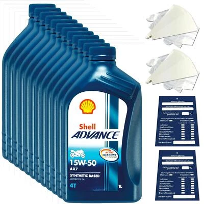 12 Liter original Shell Advance 4T AX 7 15W50 Motoröl Motorrad 600053897 - Bild 1 von 4