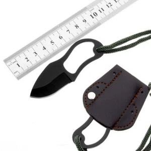 Mini Pocket Finger Paw Self-Defence Survival Fishing Neck Knife W/ Sheath Steel - Picture 1 of 12