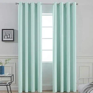 Yakamok Room Darkening Thermal Insulated Blackout Curtains for Living Room,Aqua - Picture 1 of 8