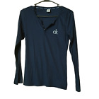 Calvin Klein Sleepwear Women's Small Long Sleeve Navy Blue Henley Shirt