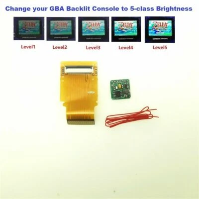 MARKENLOS 40 Pins Backlight Ribbon Cable + 5 class Brightness PCB For Game Boy Advance GBA