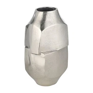 Metallvase asymmetrisch kleine Deko Vase Dekovase Wohnzimmer silber 29 cm - Bild 1 von 6