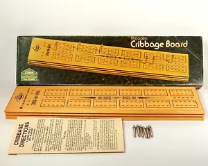 Vintage Wooden Cribbage Board with Metal Pegs By E.S. Lowe Milton Bradley #1503 - Picture 1 of 10