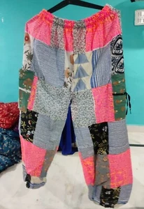 Boho Cotton Patchwork Harem Pants Unisex Hippie Yoga Trousers Handmade - Picture 1 of 6